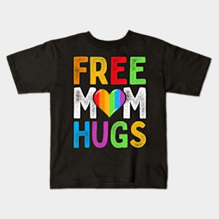 Free Mom Hugs Heart LGBT Ally Pride Month Retro Kids T-Shirt